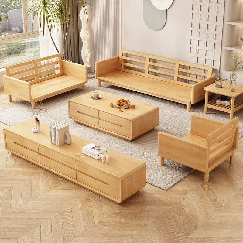 Beech Wood Sofa Set – Modern & Classic